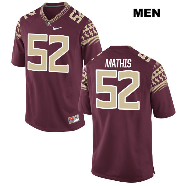 Men's NCAA Nike Florida State Seminoles #52 Jamario Mathis College Red Stitched Authentic Football Jersey QNT5469BQ